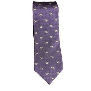 Vintage Mettez Paris Lavender Purple Silk Necktie Gray Elephants Made in France